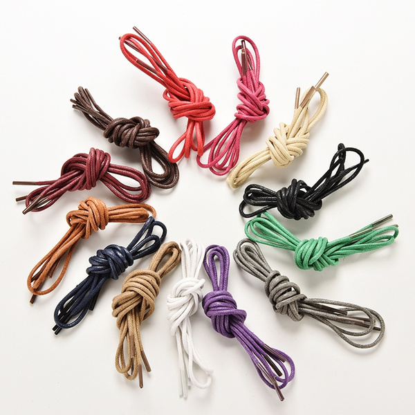 New Colorful Cotton Waxed Round Cord String Dress Shoe Laces 85cm 1 Pair  TB 