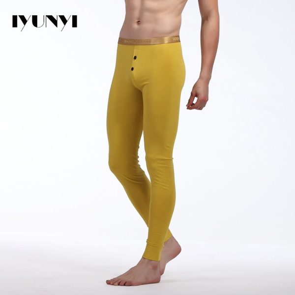 IYUNYI Men's Underwear Cotton Warm Pants Belt Men's Long Johns Phnom