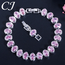 pink, Cubic Zirconia, Chain bracelet, Chain
