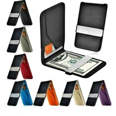  Leather Silver Money Clip Slim Wallets Black ID Credit Card Holders