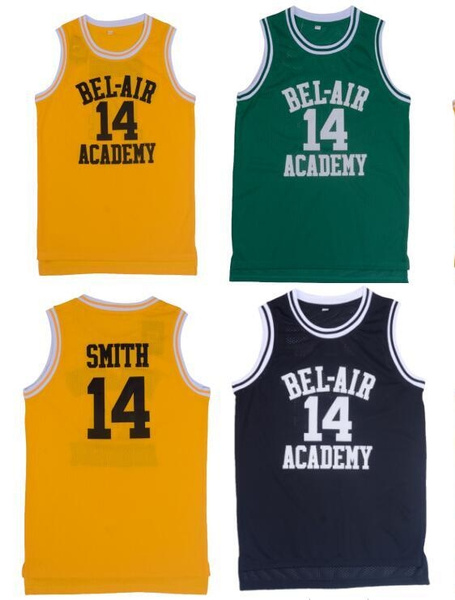 Will Smith Bel Air Academy Stitched Basketball Jersey #14, Green / XL