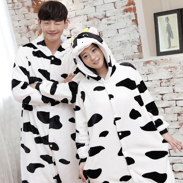 Halloween Christmas Party Pyjamas women men Onesies for adults Lover sleep lounge pajamas sleepwear Flannel Animal Cow pijamas one piece