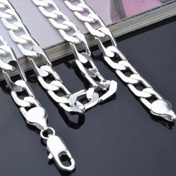 8mm 925 Sterling Silver Flat Figaro 
