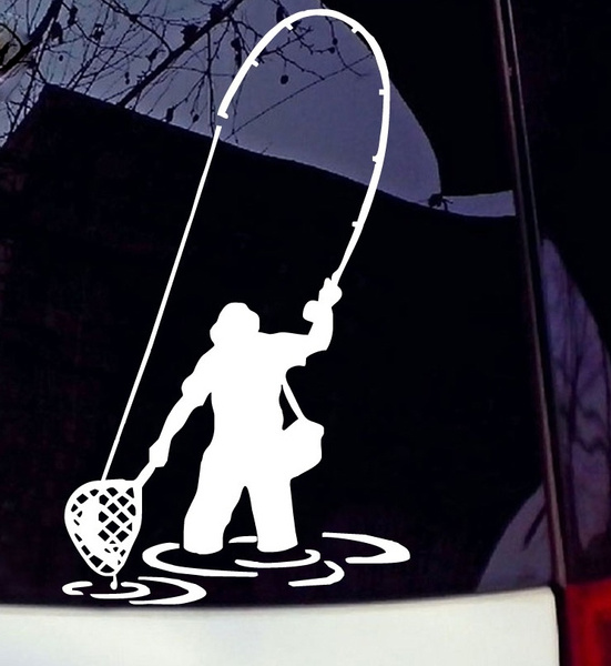 Fly Fishing Fisherman Fish Decal For Car Funny Sticker Car Styling Truck  Decal Stickers