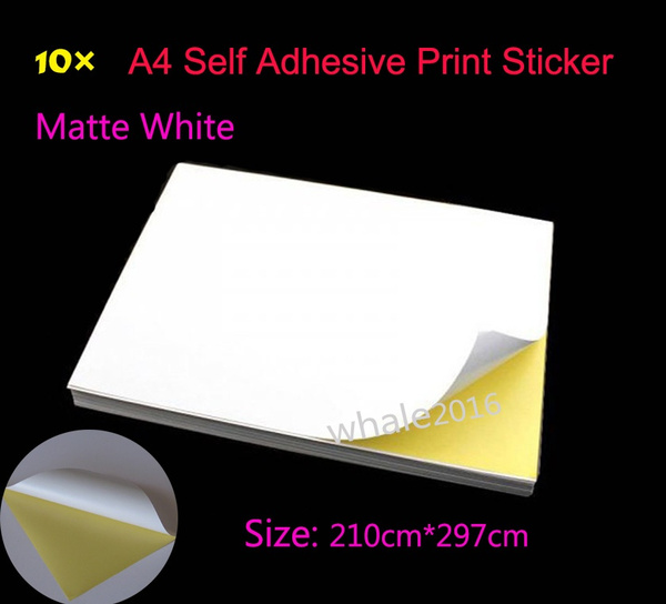 10 x A4 White Matte Self Adhesive Sticker Paper Sheet Label Laser ...