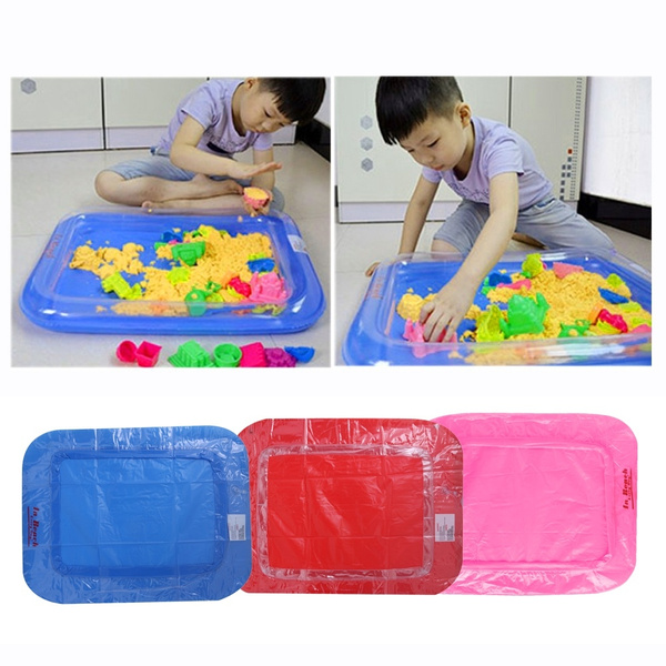 Feamos Kids Beach Sandbox Magic Play Sand Inflatable Sand Tray Childrens Education Toys Accessories Multi-function Pink 