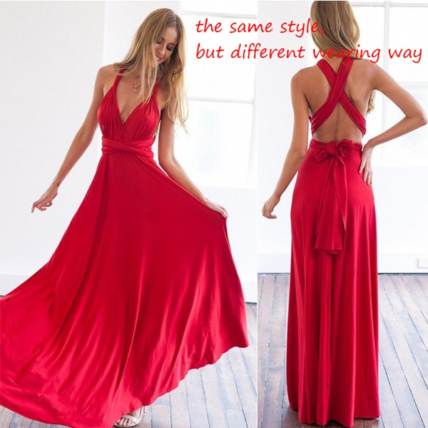 Hot summer sexy women maxi dress red bandage long dress sexy Multiway Bridesmaids Convertible Dress robe longue femme dress