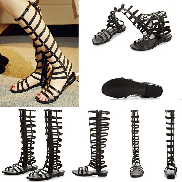 Lace up Thigh High Flat Sandals | Knee high gladiator sandals, Gladiator  sandals, Thigh high sandals
