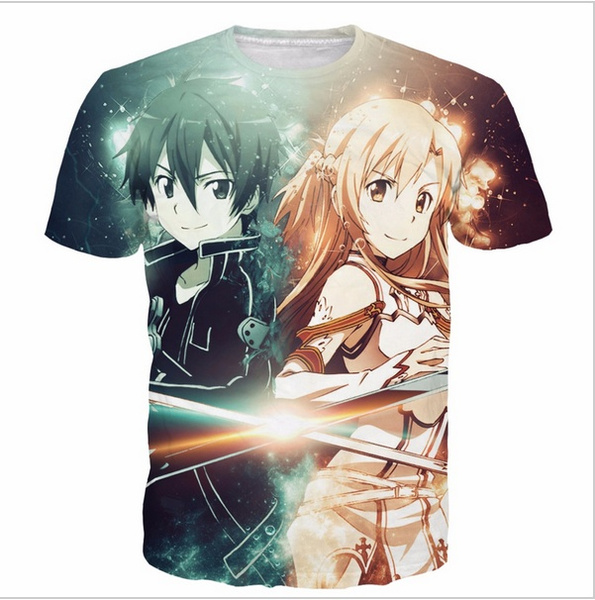 Newest Style Anime T Shirts Galaxy 3d T Shirt Classic Sword Art Online T Shirts Men Women Summer Vintage Tees Sao Tshirts Tops Plus Size Wish