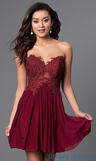 Sexy Sweetheart Lace Appliques Short Homecoming Dresses Cocktail Party ...