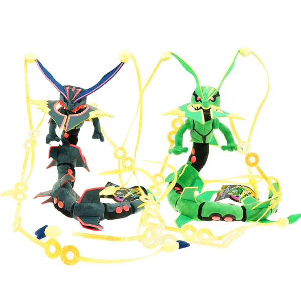 Pokemon Center Plush Doll Shiny Mega Rayquaza Green Black Stuffed Animal Plush Toy Gift Wish