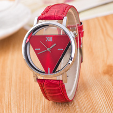 Hollow Design Simple Fashion Triangular Dial Watch Luxury Wristwatch Women Quartz Dress Fashion and Causal Ladies Leather Watches