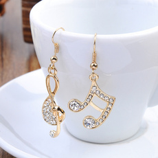 goldplated, musicearring, Crystal, Fashion