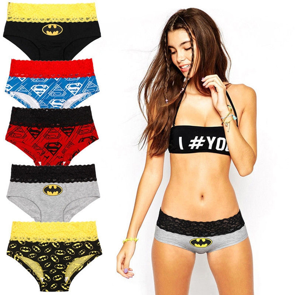 New Womens Sexy Lace Batman Underwear Panties Boxer Briefs Knickers Lingerie