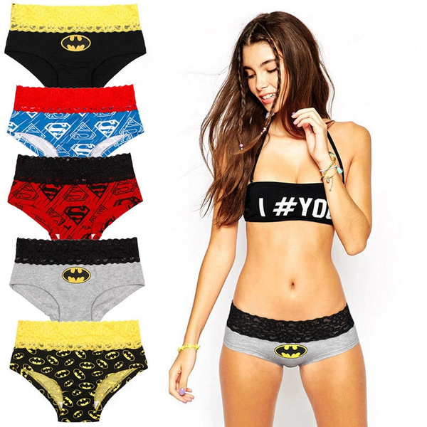 New Womens Sexy Lace Batman Underwear Panties Boxer Briefs Knickers  Lingerie