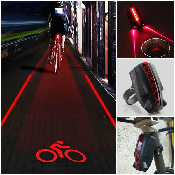 5 LED Rear Cycling Bike Bicycle Tail Light Beam Safety Warning Red Lamp 2 Laser