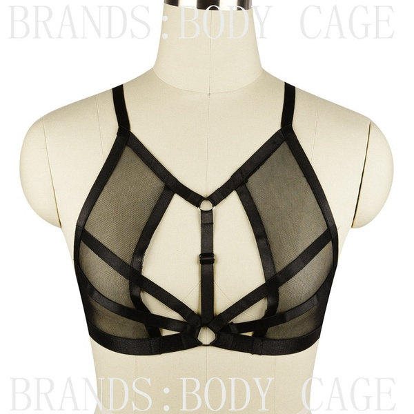 Strappy Harness Caged Bralette Womens Crop Top Punk Gothic Rave Lingerie  Body Belt