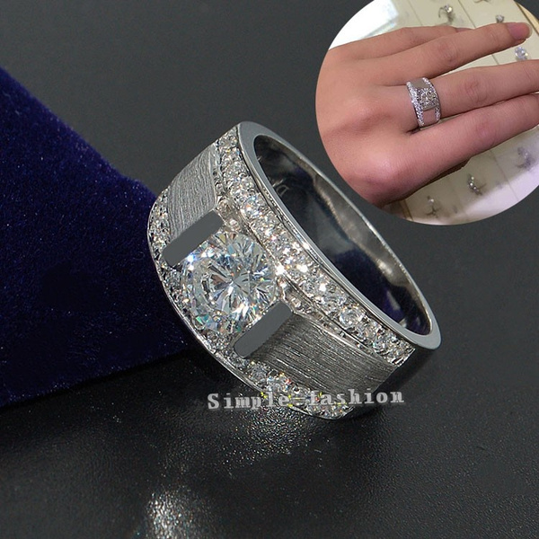 RARE 16 Ct Stunning Blue Diamond Heavy Men's Ring in 925 Silver with Bezel  Style! Latest Collection & Amazing Shine & Bling ! | ZeeDiamonds