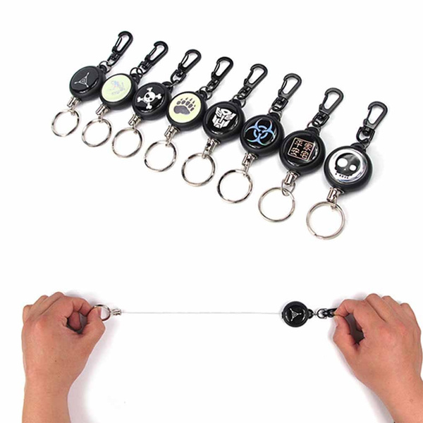 Recoil Extendable Metal Wire 60cm Retractable Key Chain Ring Clip