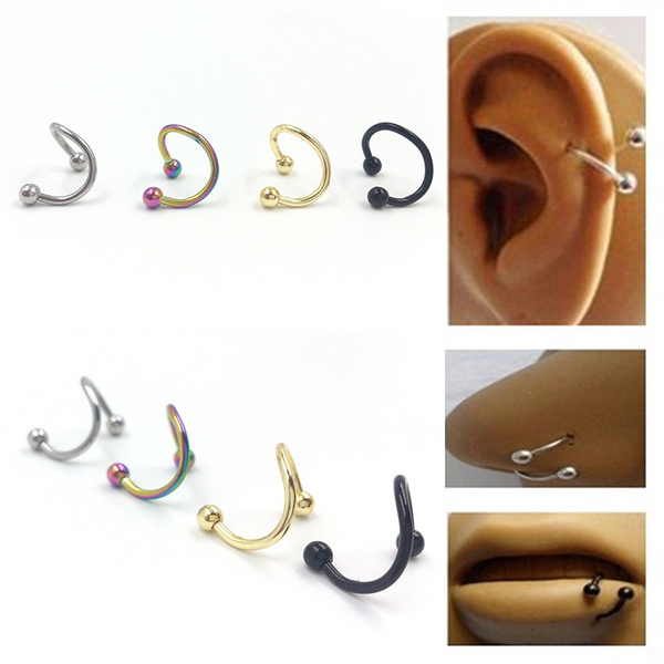 4PCS Stainless Steel Twist Nose Lip Ring Stud Earrings Bar Body Piercing  Jewelry Unique | Wish
