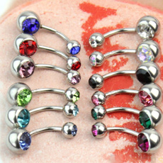 12pcs/Set Crystal Rhinestone Summer Bikini Surgical Steel Body Piercing Jewelry Navel Bar Ring Belly Button