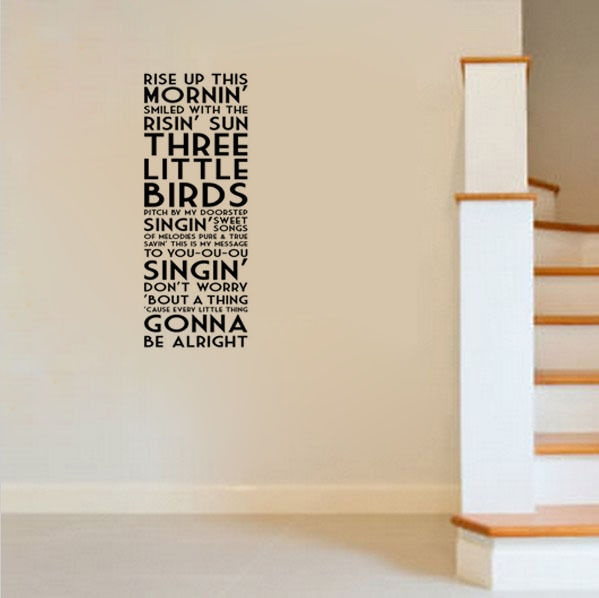 Bob Marley Three Little Birds Song Lyrics Quote Vinyl Wall Decal Decor Sticker Wish