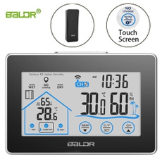 Original Baldr Brand New Touch Screen Wireless Indoor Outdoor Temperature Humidity Meter Thermometer Hygrometer Wall Clock Window Open Indicator Health Gifts for Dad Mom