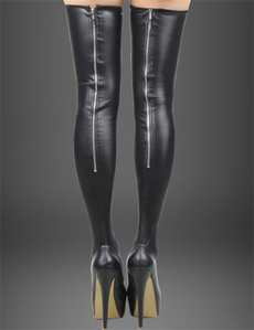 womens stockings, blackleatherstocking, fauxleatherstocking, leather
