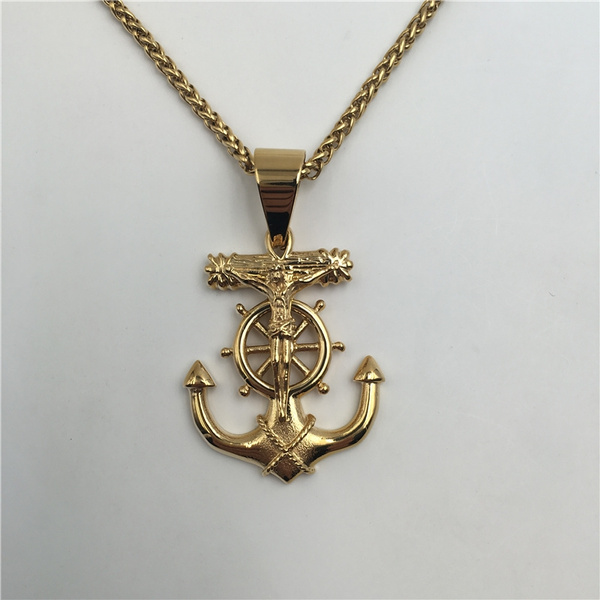 Anchor cross necklace sale