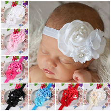 Newborn Baby Headband Ruffle Flower Crystals Elastic Headband Kids Hairband Toddler Photograph Props Infant Headwear 8 Colors