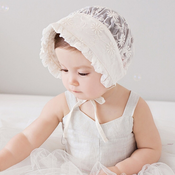 Baby Shower Retro Infant Girls Christening Lace Sun hat beanie cap Bonnet 0-48m 