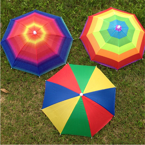 Umbrella hat travel equipment Rainbow pattern UV sunshade umbrella
