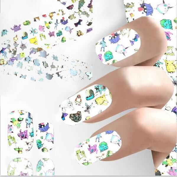 New Transparent Nail Foils Cartoon Nail Stickers Pokemon Nail Art Transfer Sticker Paper Wish