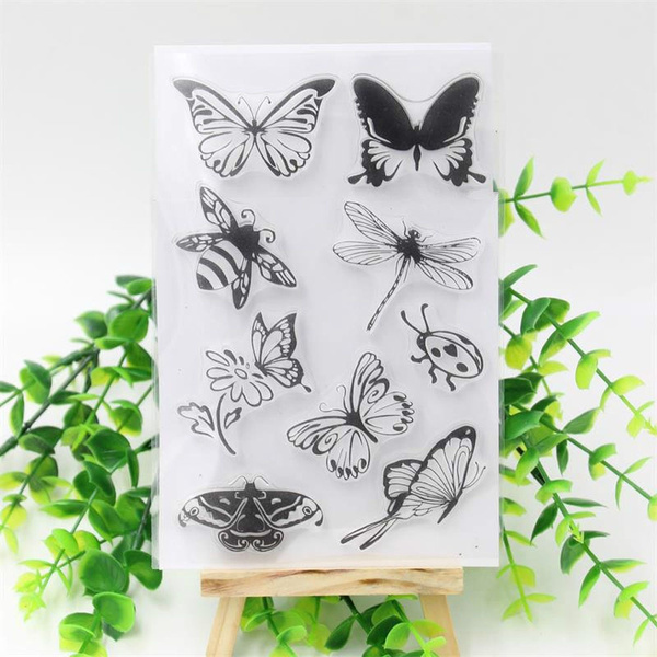 Transparent Butterfly Bee Clear Rubber Stamp Scrapbooking Paper Cards DIY Crafts 