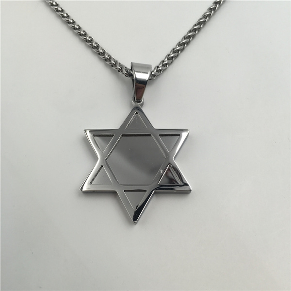 Star of David Necklace Pentagon Vintage Jewelry Magen David Viking Amulet  Stainless Steel Men Necklace Israel Jewish Wicca Star