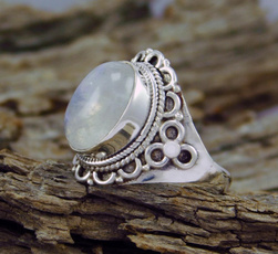 Rainbow Moonstone Gemstone 925 Sterling Silver Jewelry Ring size 6-10