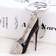 Creative Fashion Festival Gift Crystal High-heeled Shoes Lovers Key Strap & Chain（Size：13*4 Cm）
