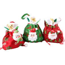 3 colors Chrismas Santa Claus Kids candy gift bags Handbag Pouch Wedding Sack Present Bag Christmas Decoration