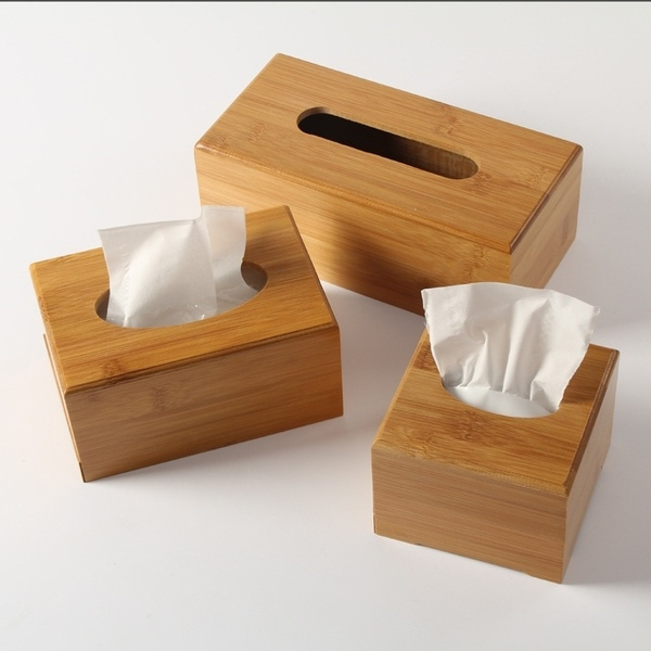 Natural bamboo tissue box holder container bamboo storage choice 天然竹制纸巾盒 