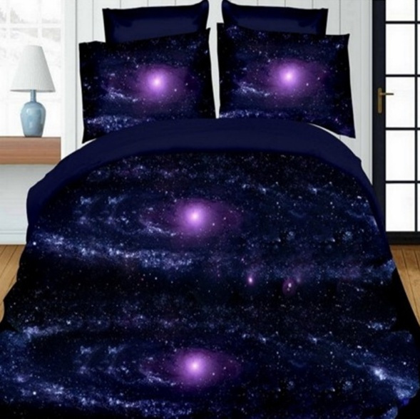Home Bedding 3d Galaxy Quilt Cover Duvet Set Sheets Space Outer Queen Size Color Blue Wish Home Bedding 3d Galaxy Quilt Cover, Queen Size Space Bedding