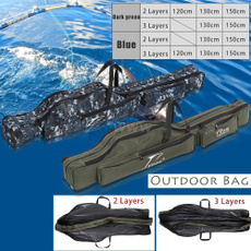 Portable Folding Fishing Rod Carrier Canvas Fishing Pole Tools Case Fishing Gear Tackle Storage Bag