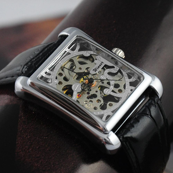 Skeleton best sale square watch