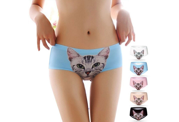 Hot Sexy Underwear Women 3D Print Pussycat Panties Sexy Cat briefs GIRL  interior Anti emptied sexy Pussycat underwear