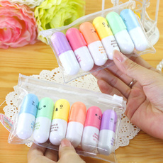 6 Pcs/lot Cute Kawaii Mini Highlighter Marker Creative Lovely Pill Shape Gel Pen for Kids Korean Stationery