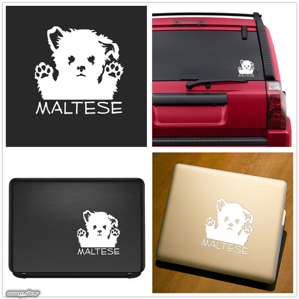 2Pcs Black or White Cute Pet MALTESE Puppy In Car For Ipad Apple