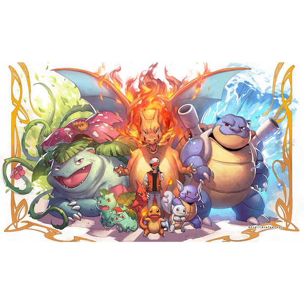 Mouse pad personalizado gamer - Pokemon Agua Fogo Planta Charizard  Blastoise Venusaur