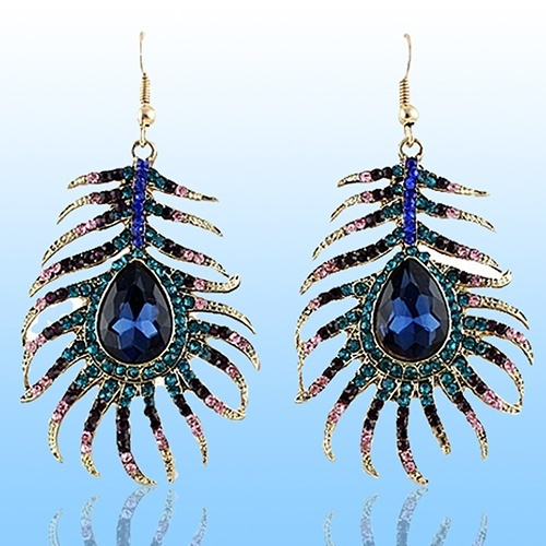  Earrings, 1 Pair Hook Earrings Peacock Shape