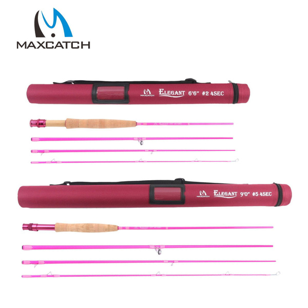 Maximumcatch 2/5WT 6'0''/9'0'' Pink Fly Rod 4Sec 40T Carbon Fiber