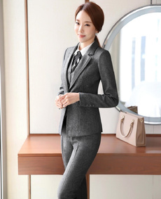Gray, Plus Size, women pants suit, Office