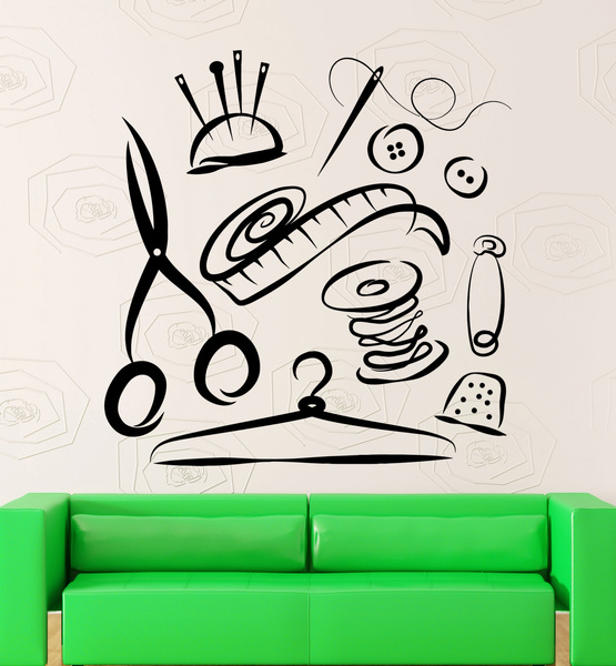 Wall Stickers Tailor Sewing Atelier for Women Scissors Vinyl Decal ig2429 Wall Stickers Tailor Sewing Atelier for Women Scissors Vinyl Decal ig2429
